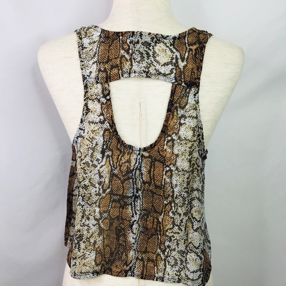 Nwot Timing Tank Top Size Small Crop Snakeskin Animal Print Black Brown - Picture 4 of 10